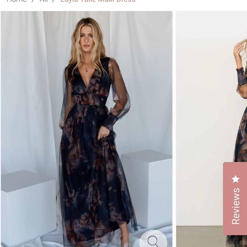 Baltic Born Layla Tulle Maxi Dress - Dark Blue Floral